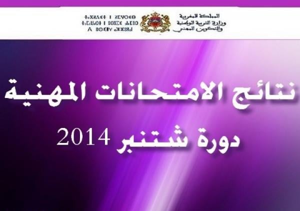 وزارة التربية الوطنية تفرج عن نتائج الامتحانات المهنية دورة شتنبر 2014 (تحميل النتائج )