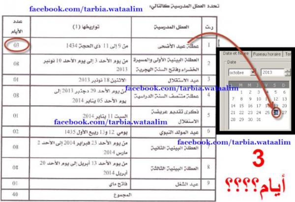 تساؤلات بخصوص لائحة العطل المدرسية برسم موسم 2013/2014