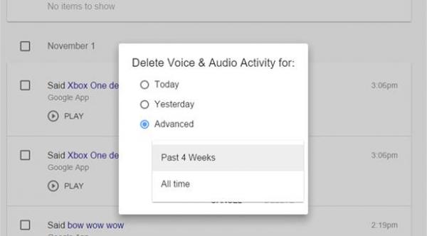 حذف عمليات البحث الصوتي المحفوظة لدى غوغل