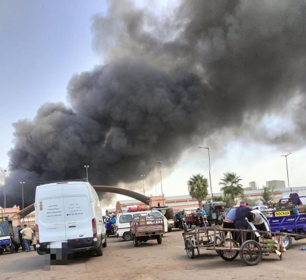 عاجل .. اندلاع حريق مهول بسوق الجملة بمراكش