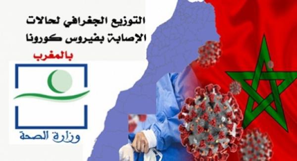 التوزيع الجغرافي للمصابين بكورونا على جهات المملكة بعد الحصيلة الصباحية