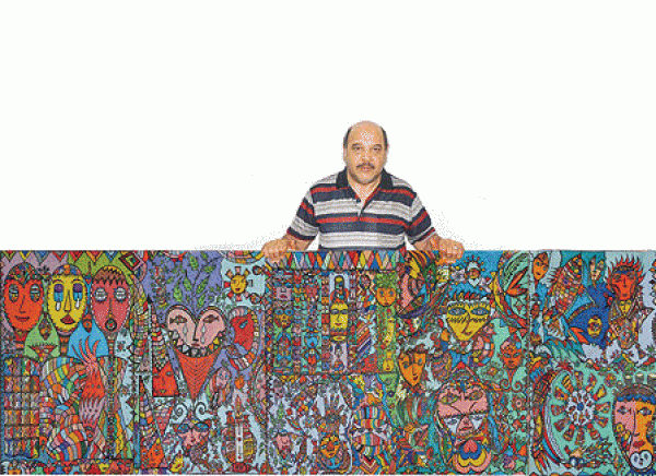 مغربي ينجز أكبر لوحة تشكيلية ويدخل بها موسوعة «غينيس»