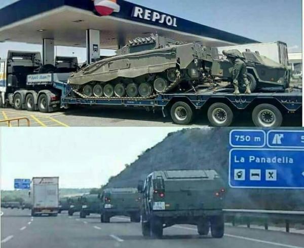 صور .. الجيش الاسباني يقتحم برشلونة بالمدرعات والكتالونيون يطالبون  بخروج "القوات المحتلة"!