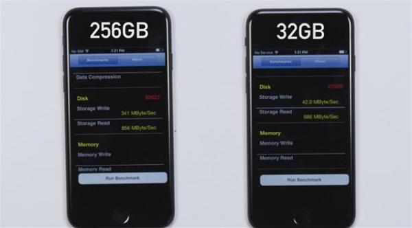 هواتف آي فون 7 تعاني اختلافاً في الأداء من ناحية التخزين